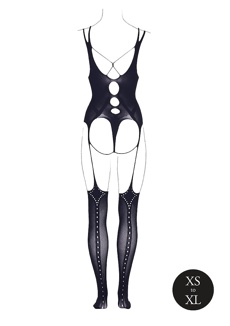 Le Desir Shade - Elara VII - Bodystocking with Open Cups Black Size OS