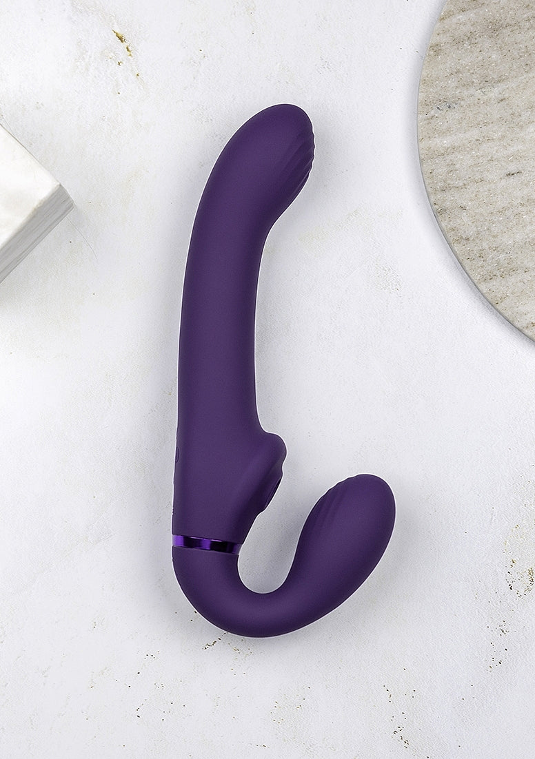 Shots Toys | VIVE AI Dual Vibrating & Air Wave Tickler Strapless Strap-On Purple