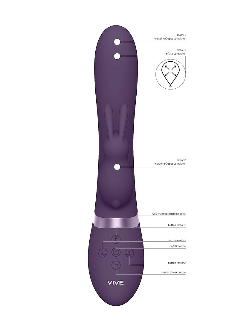 Shots Toys | VIVE Taka Automatic Inflatable Rabbit Vibrator Purple