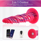 Hismith 10" Monster Series Vibrating Pink Swirl Awl Dildo w Remote (KlicLok)