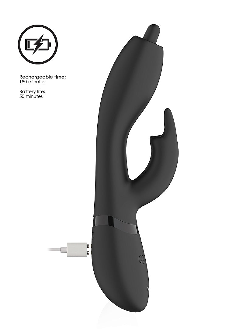 Shots Toys | VIVE Nilo - Rechargeable Rabbit Vibrator w/ Swirling Tip Black