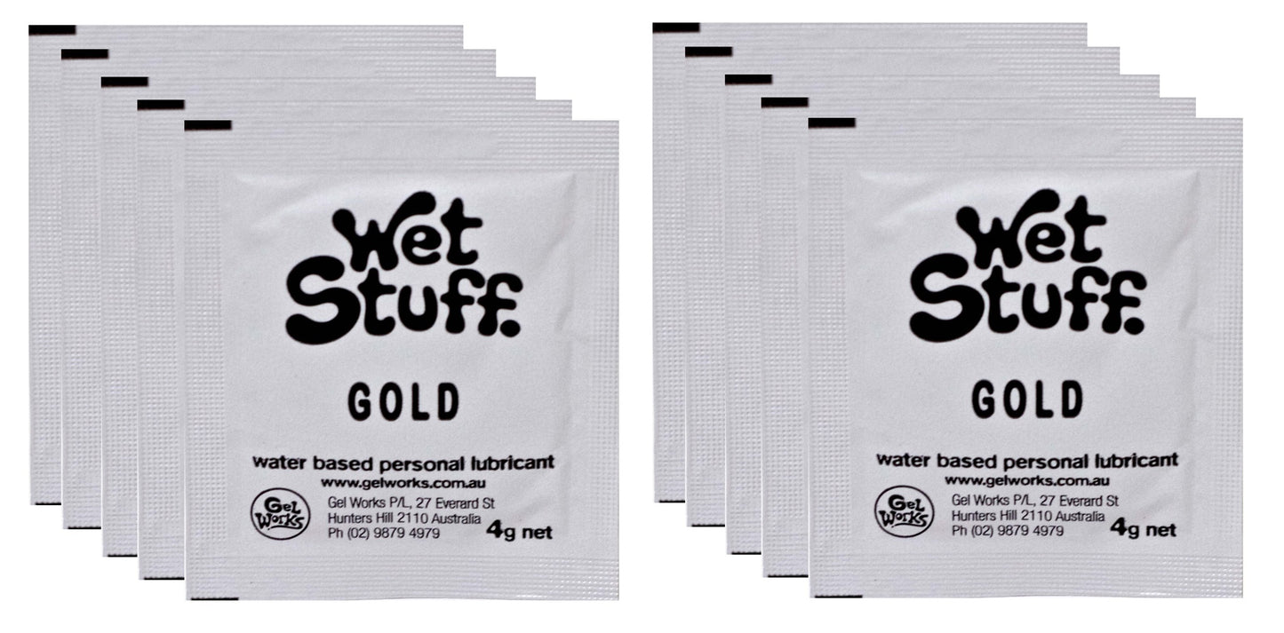 Wet Stuff Gold Water Based Lubricant Travel 4g 1/5/10/15/20/25/50/100 Sachets