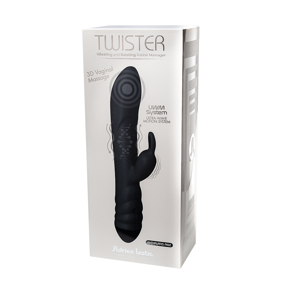 Adrien Lastic Twister Vibrating and Rotating Rabbit Massager Vibrator Black