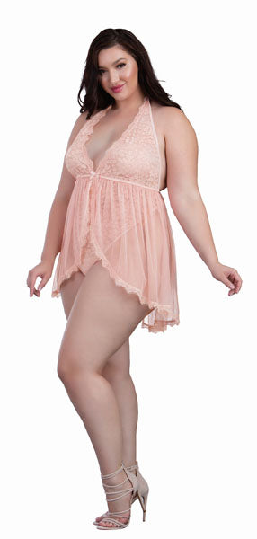 Dreamgirl Lingerie Skirted Teddy Pink Size Q Queen Plus Size