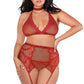 Dreamgirl Lingerie Bra Garter Belt & G-String Red Size Queen