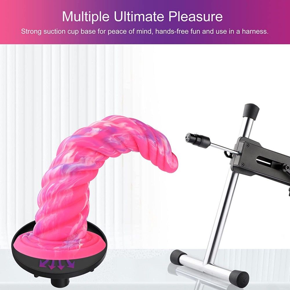 Hismith 10" Monster Series Vibrating Pink Swirl Awl Dildo w Remote (KlicLok)