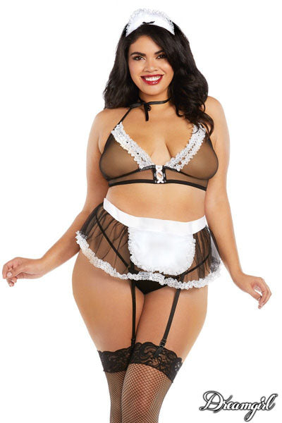 Dreamgirl Lingerie Bedroom Costume 4 Piece Maid For You Size Q Queen Plus Size