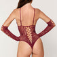 Dreamgirl Lingerie Teddy & Gloves Burgundy Size OS One Size