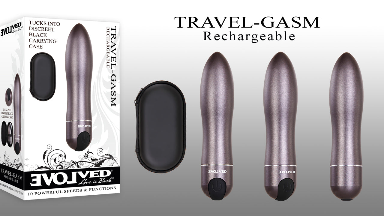 Evolved Travel-Gasm Gray 9cm USB Rechargeable Bullet Vibrator with Travel Case