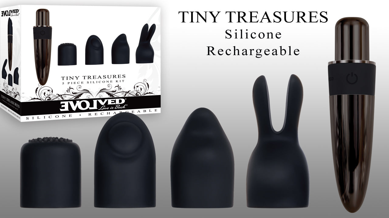 Evolved Tiny Treasures Black Chrome USB Rechargeable Mini Massager Vibrator