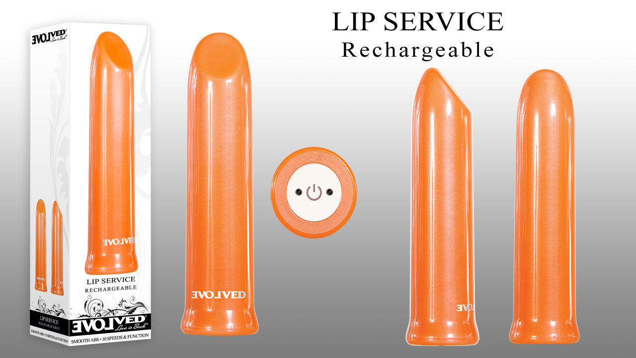 Evolved Lip Service Orange 10cm USB Rechargeable Lipstick Bullet Vibrator