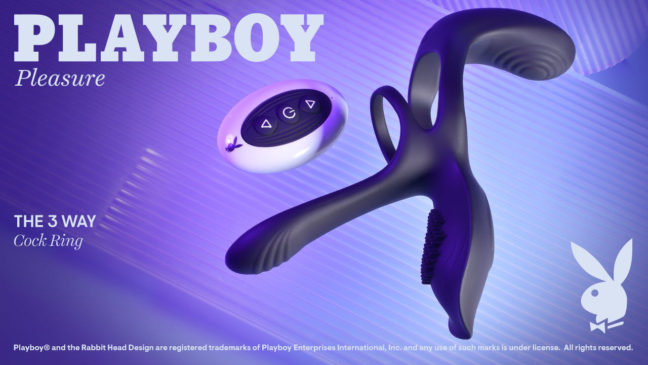 Playboy Pleasure The 3 Way Black USB Rechargeable Vibrating Cock Ring with Wireless Remote