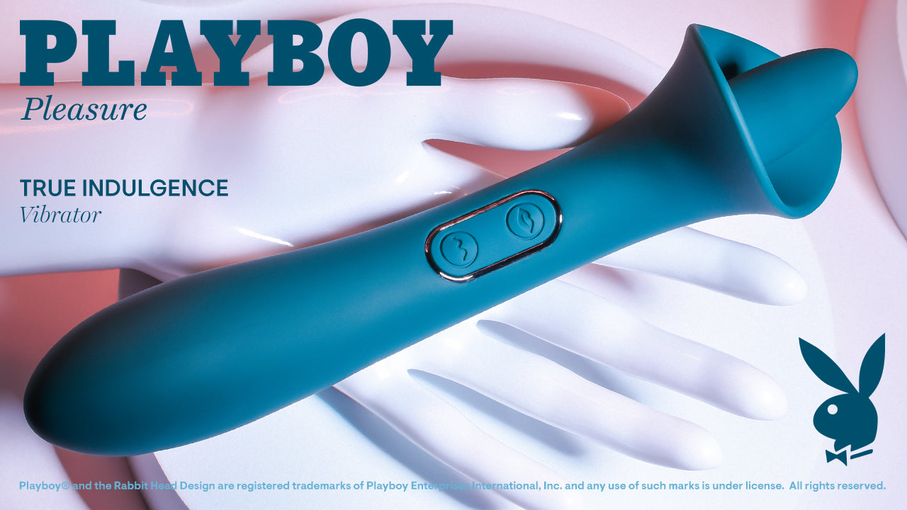 Playboy Pleasure TRUE INDULGENCE Teal 21.3cm Rechargeable Vibrator Flicking Tip