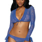 Dreamgirl Leopard stretch mesh and zigzag elastic lingerie shrug and panty set Periwinkle Size OS