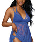 Dreamgirl Lingerie Babydoll & Thong Periwinkle Size OS One Size