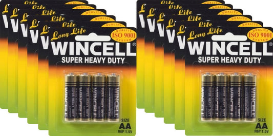 Wincell Super Heavy Duty Battery Size AA Carded 12x4 Packs - 48 Batteries Bulk