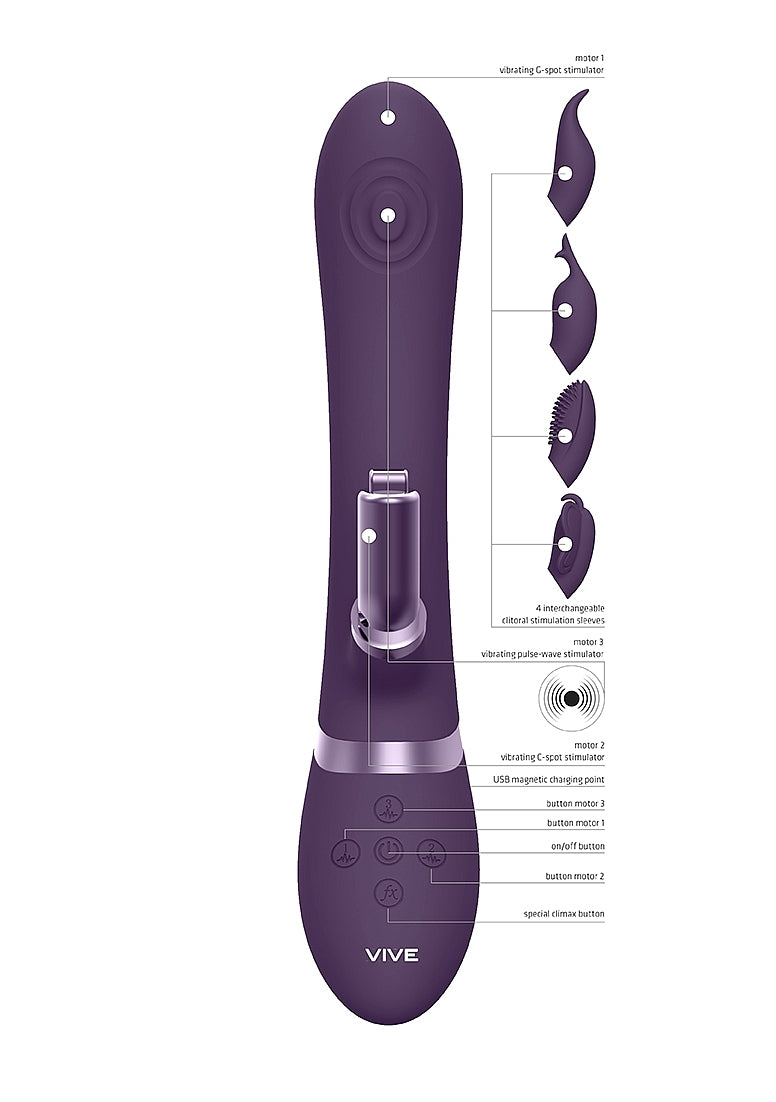 Shots Toys | VIVE Etsu Rabbit Vibrator with Interchangeable Attachments Purple