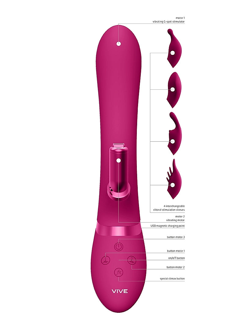 Shots Toys | VIVE Chou Rabbit Vibrator with Interchangeable Attachments Pink