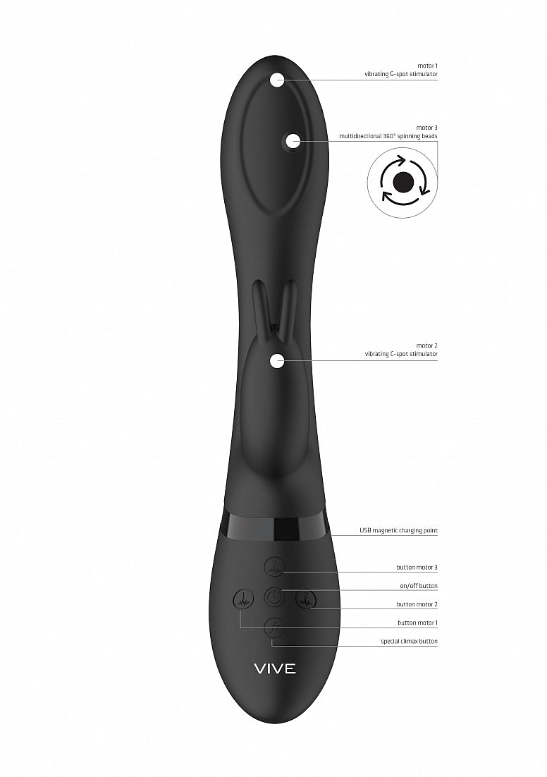 Shots Toys | VIVE Mira Spinning G-Spot Rabbit Vibrator Black