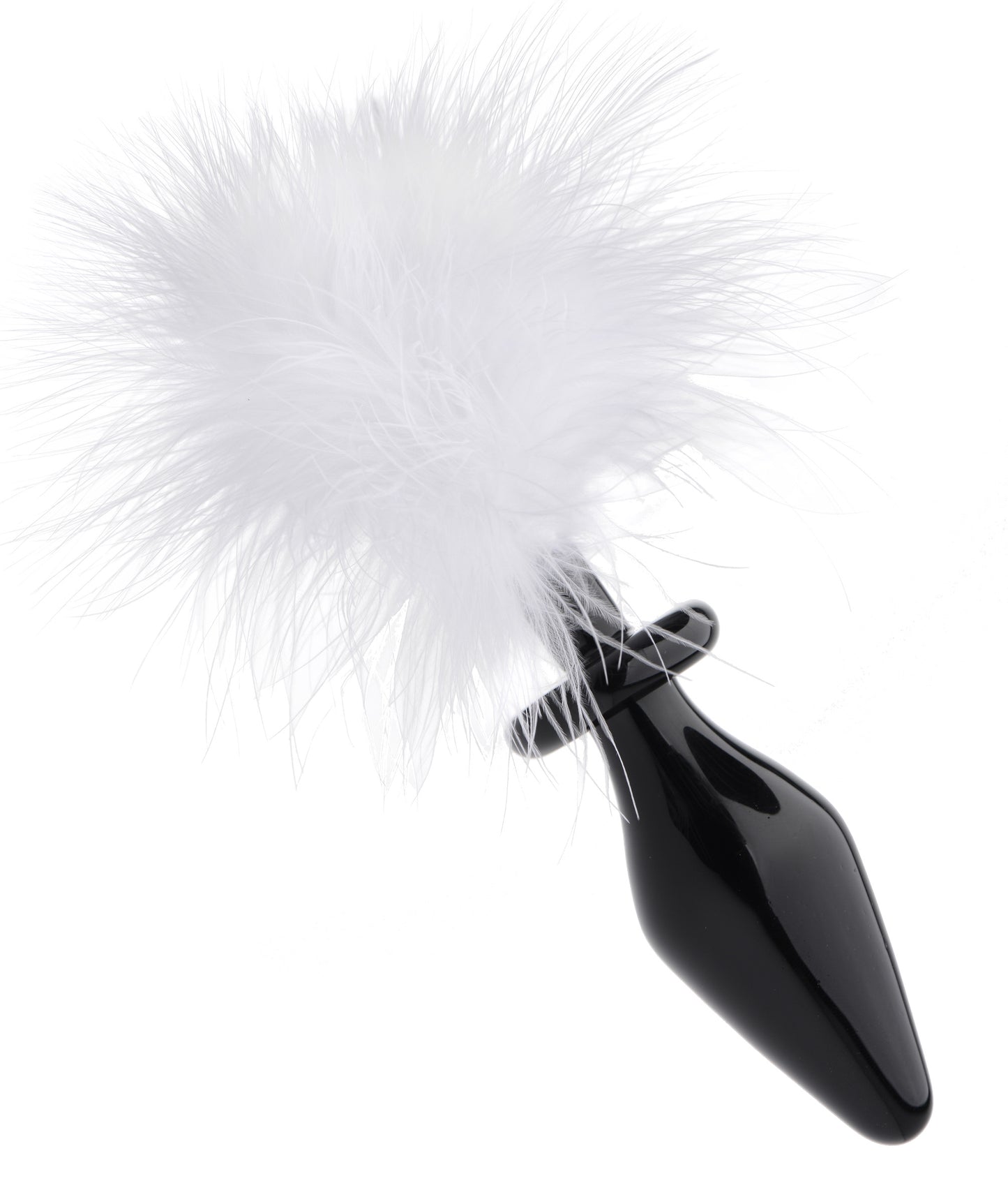 Tailz White Fluffer Bunny Tail Glass Anal Plug