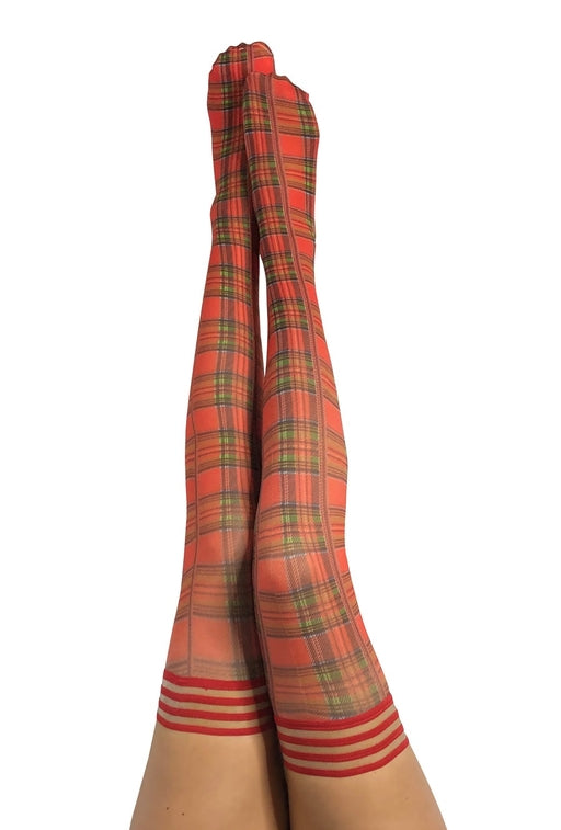 Kix'ies Grace Red Plaid Thigh-High Stockings - Size A/B/C/D