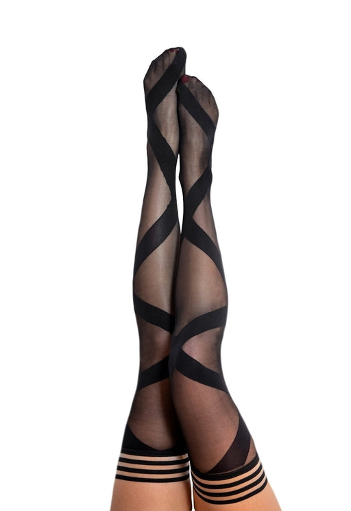 Kix'ies Jackie Black Ballet Thigh-High Stockings - Size A/B/C/D