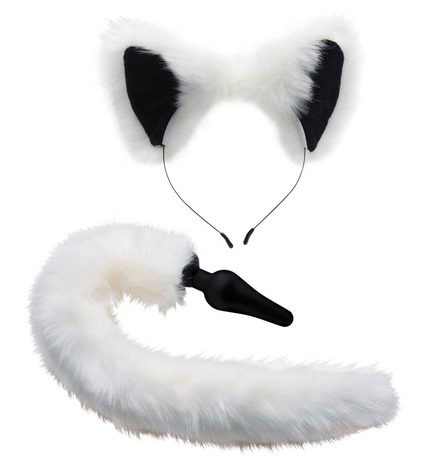 Tailz Anal Plug and Ears Set White Fox Tail