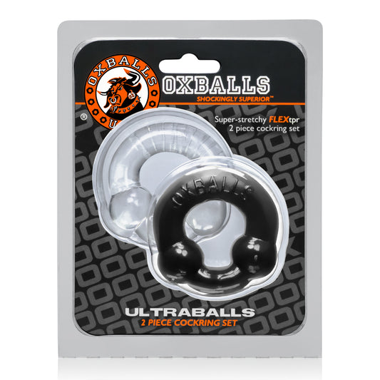 OxBalls ULTRABALLS 2-pack nodule pressure cockrings BLACK & CLEAR