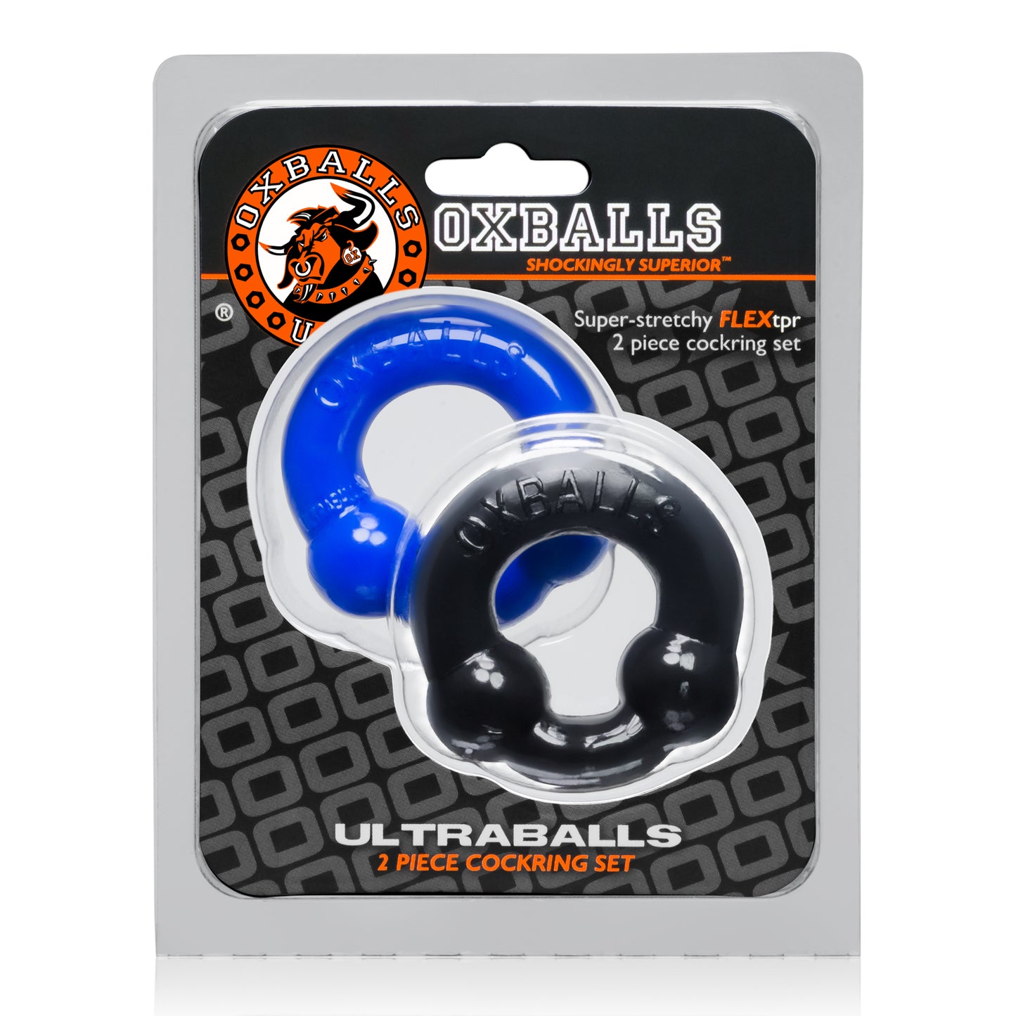 OxBalls ULTRABALLS 2-Pack Nodule Pressure Cockrings Black And Police Blue