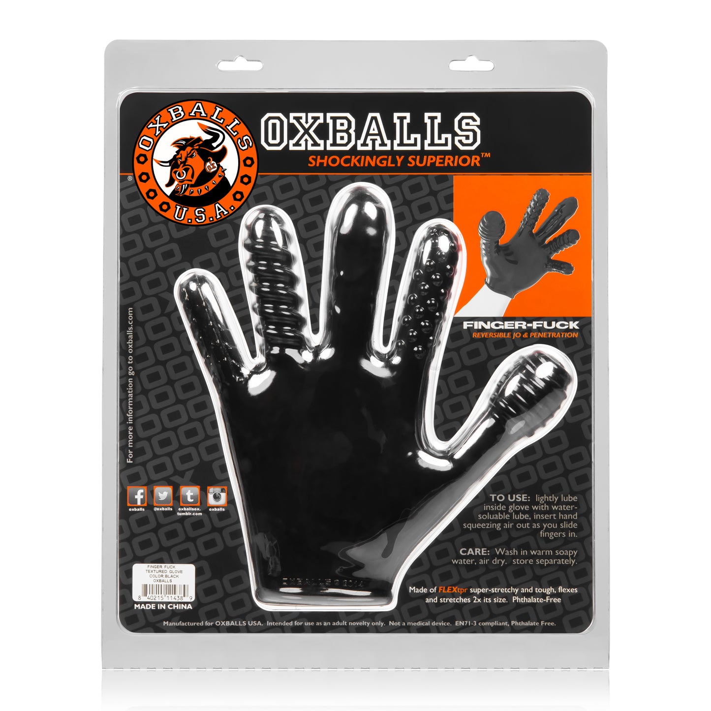 OxBalls Finger Fuck Glove Black