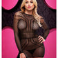 Lapdance Lingerie Long Sleeve Open Back Mini Dress Black Size OS One Size