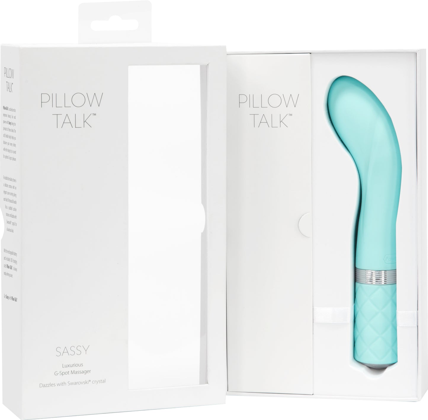 Pillow Talk Sassy Pink G-Spot Massager w Swarovski Crystal - Teal