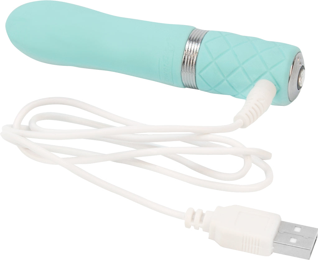 Pillow Talk Flirty Mini Massager PowerBullet Vibrator w Swarovski Crystal - Teal