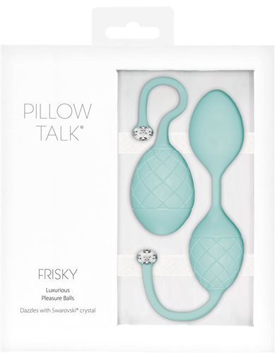 Pillow Talk Frisky Kegal Excerciser w Swarovski Crystal Button Teal