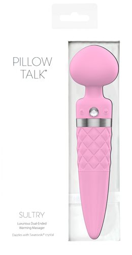 Pillow Talk Sultry Dual Ended Warming Massager w Swarovski Crystal Pink