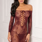 Rene Rofe Tie Breaker Long Sleeve Dress Burgundy Size OS