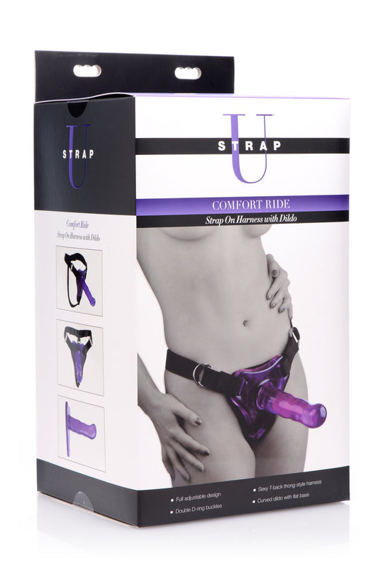 Strap U Comfort Ride Strap On Harness with Purple Dildo