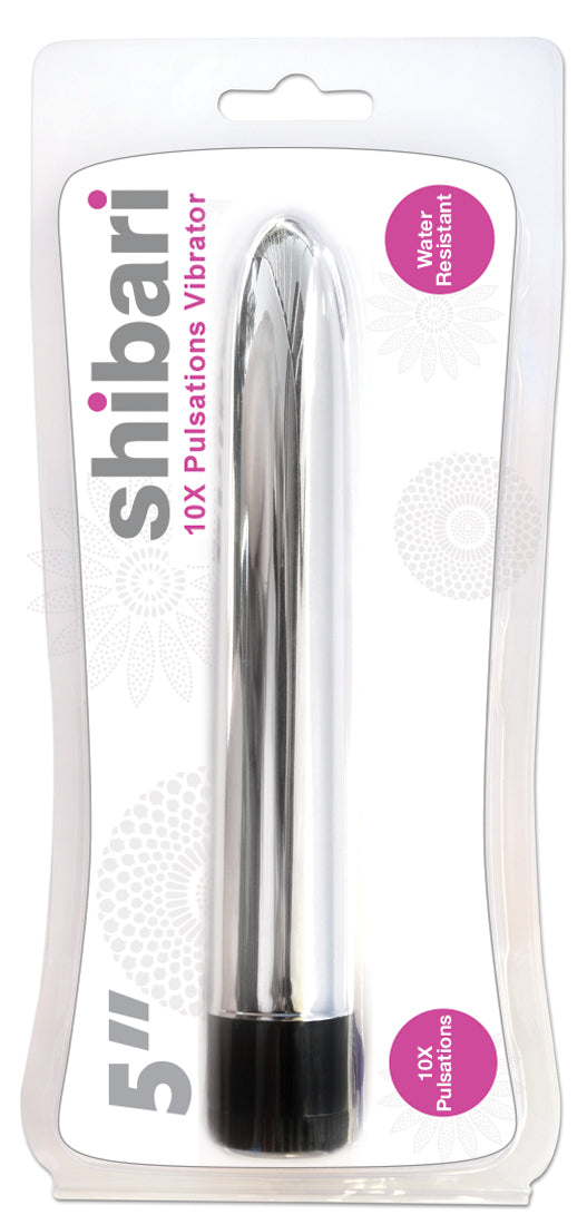 Shibari 10X Pulsations Vibrator 5" Silver