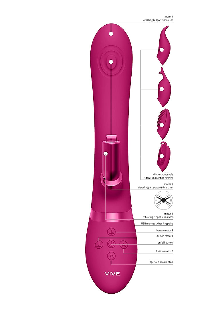 Shots Toys | VIVE Etsu Rabbit Vibrator with Interchangeable Attachments Pink