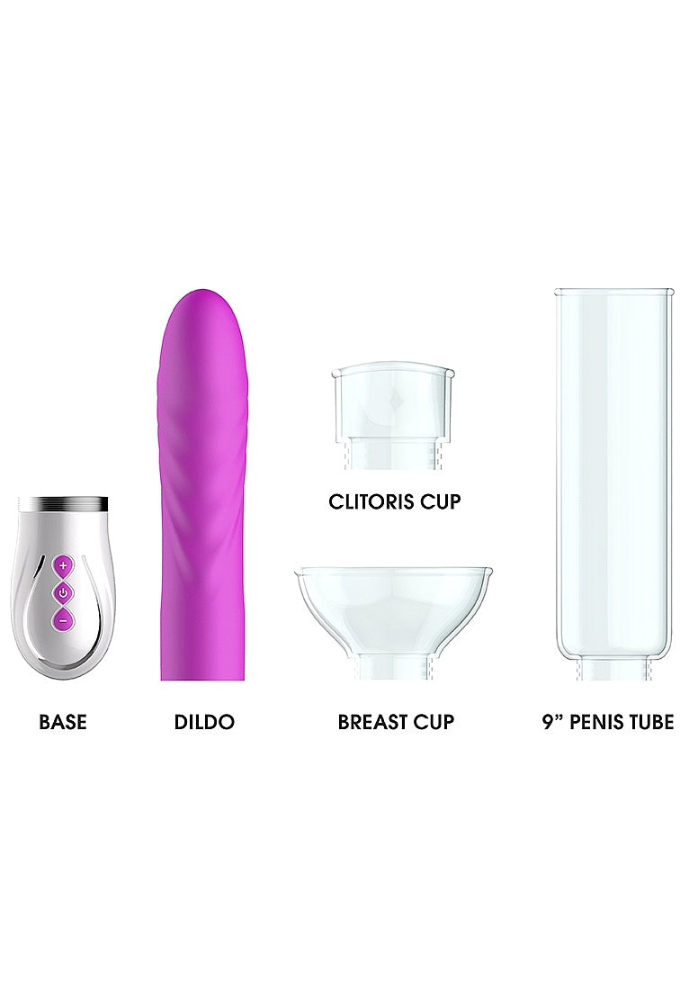 Shots Toys | Pumped Twister 4 in 1 Rechargeable Couples Pump Kit Purple