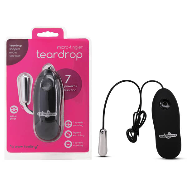 Seven Creations Micro Tingler - Teardrop Shaped Micro Vibrator Bullet Silver