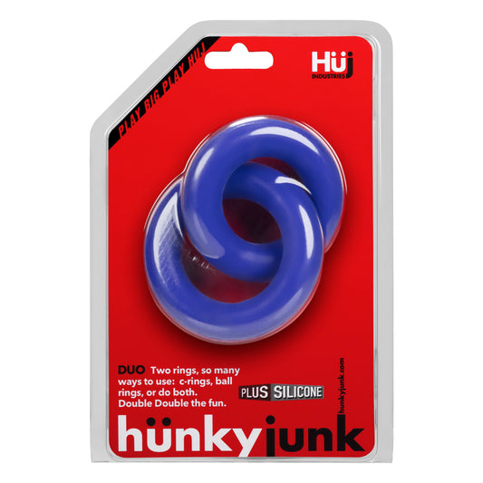 HunkyJunk DUO Linked Cock/Ball Rings Cobalt