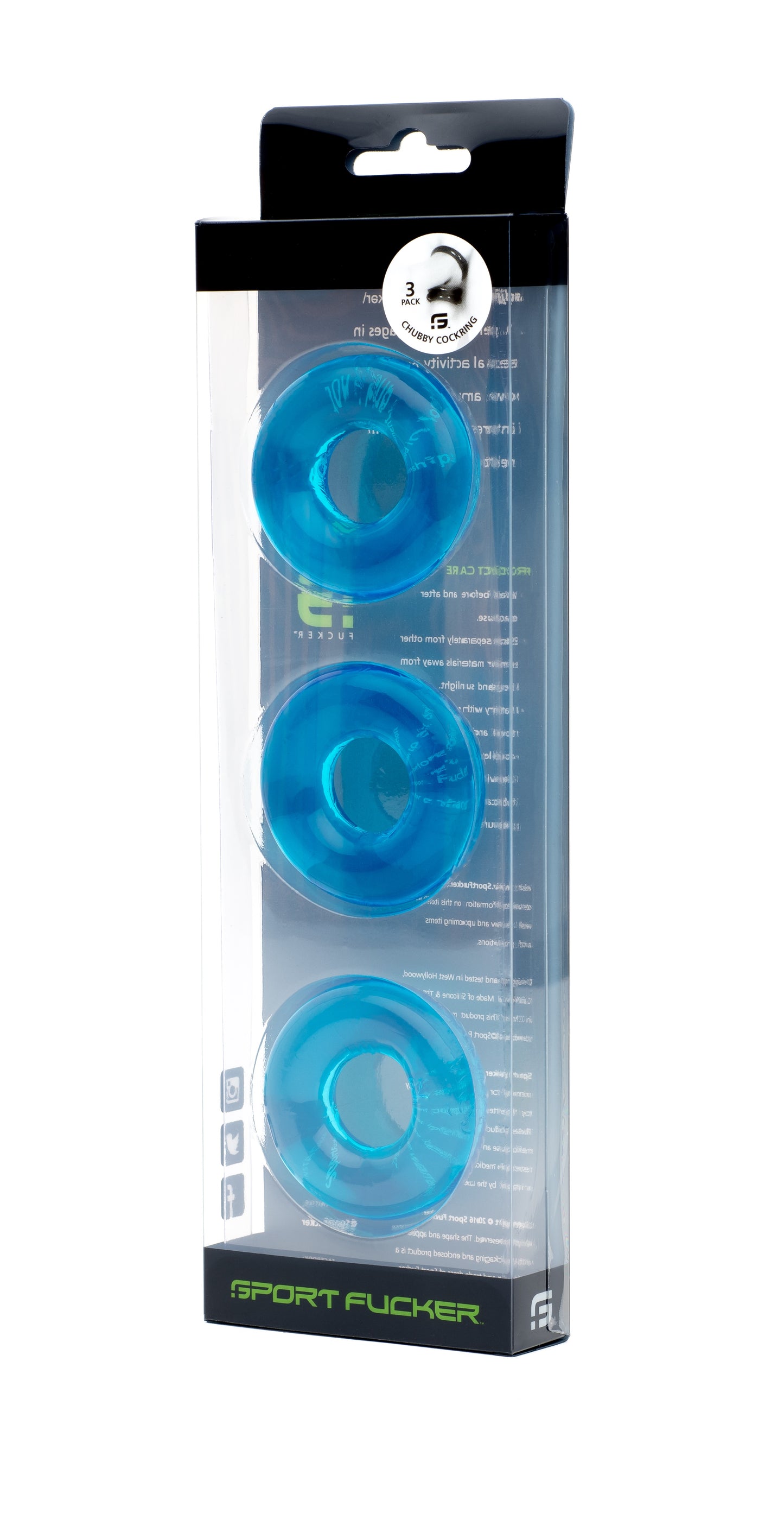 Sport Fucker Chubby Cock Ring 3 Pack Ice Blue