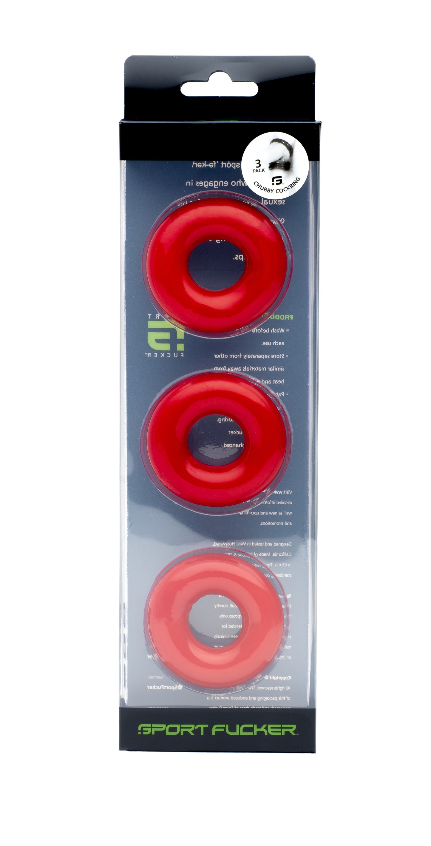 Sport Fucker Chubby Cock Ring 3 Pack Red