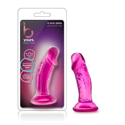 Blush Novelties B Yours Sweet N Small Dildo with Suction Cup 4" Pink