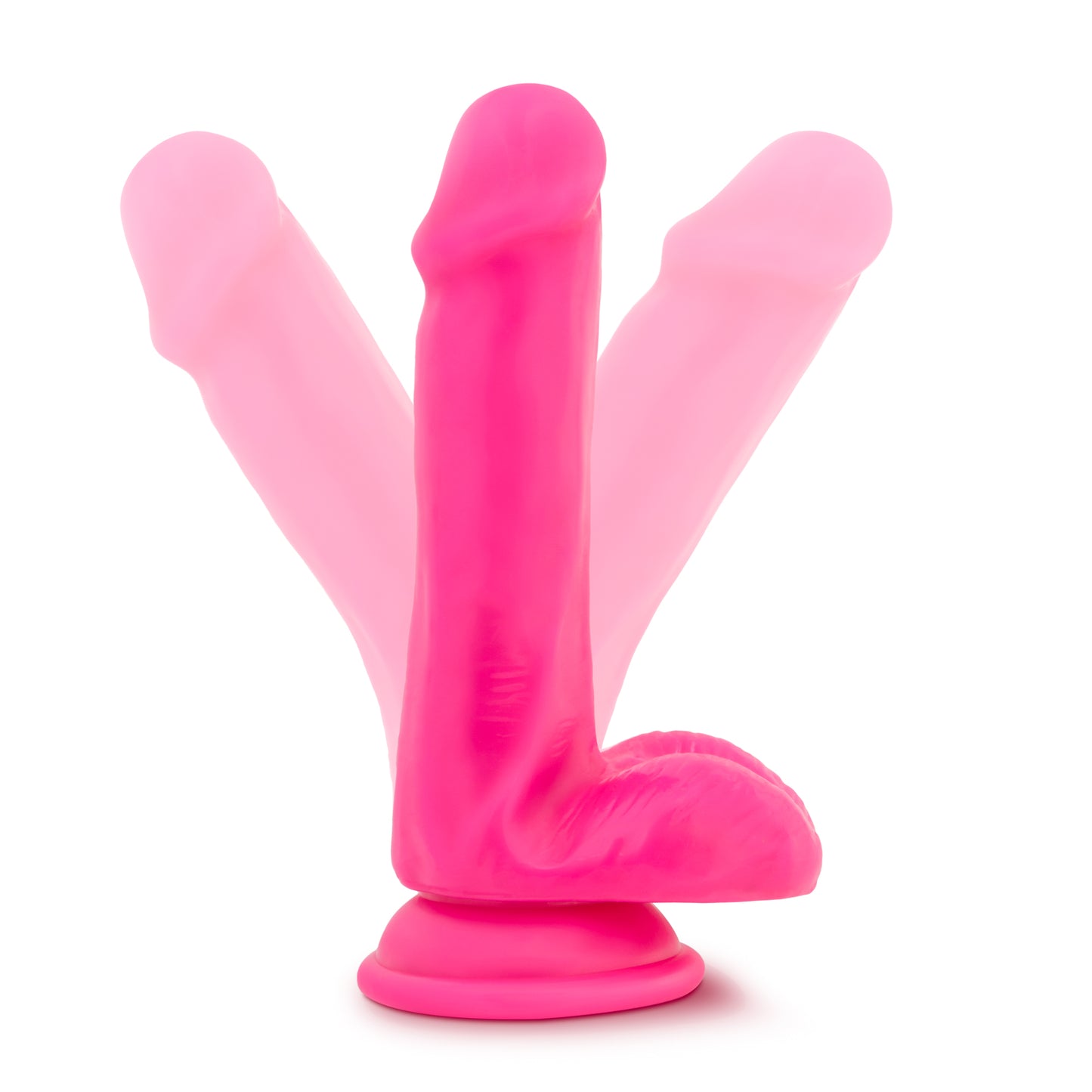 Blush Novelties Neo Dual Density Cock With Balls 6" Dildo Neon Pink