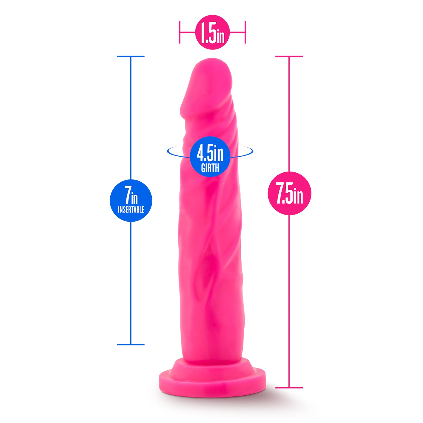 Blush Novelties Neo Dual Density Cock Dildo 7.5" Neon Pink