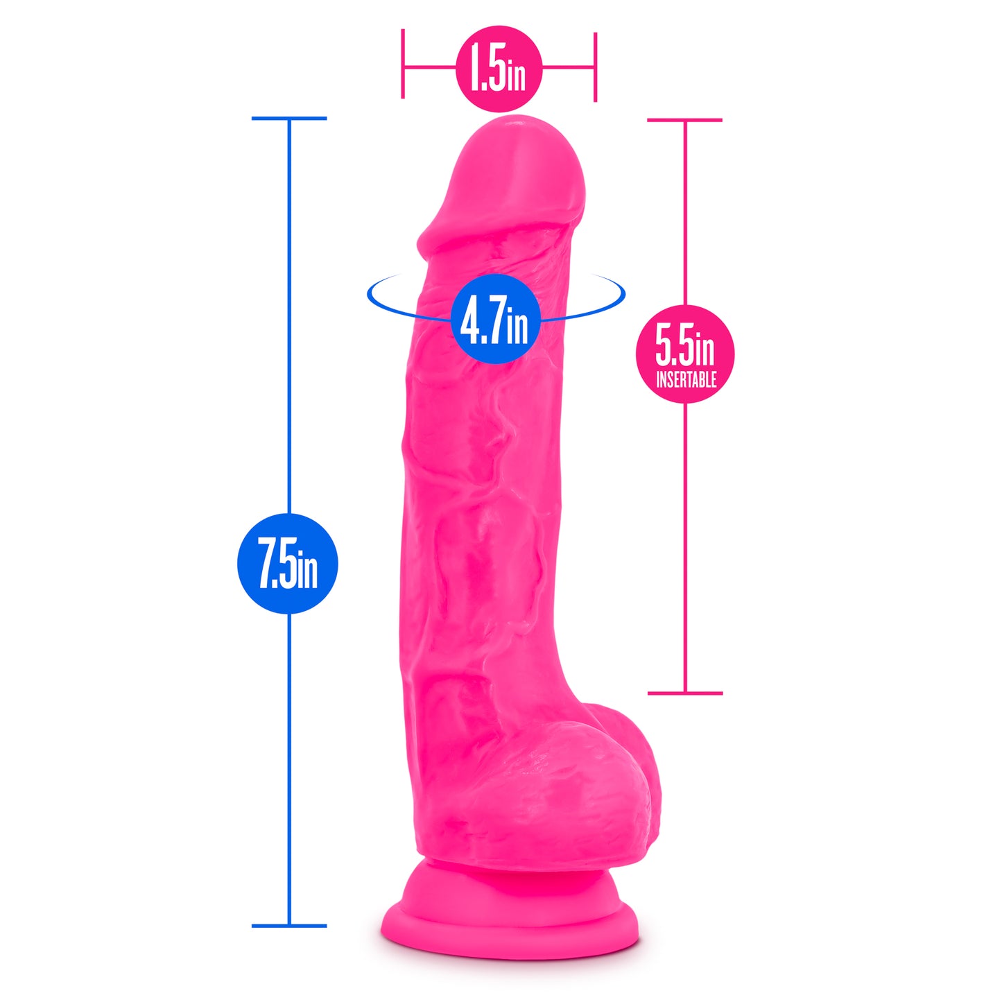 Blush Novelties Neo Dual Density Cock With Balls 7" Dildo Neon Pink