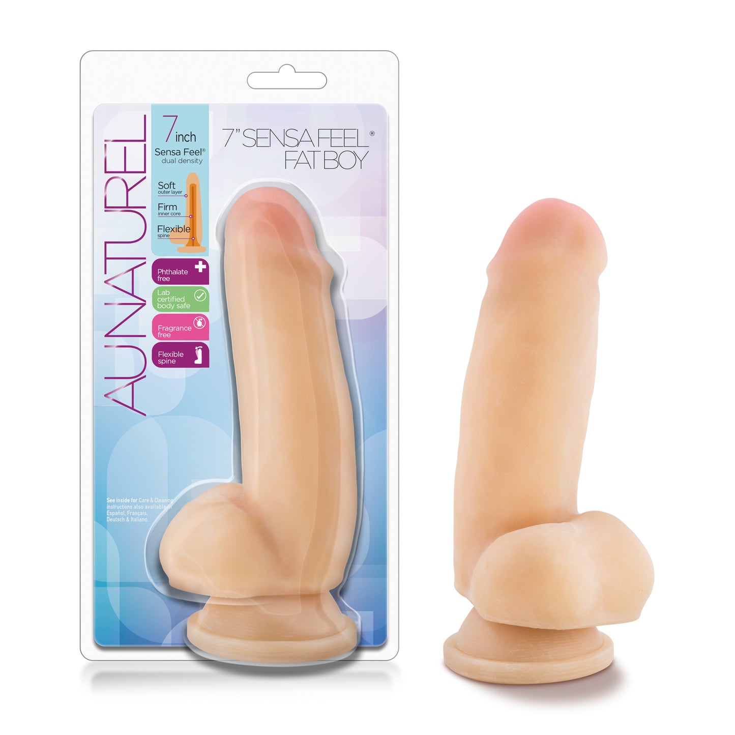 Blush Novelties Au Naturel 7" inches Sensa Feel Fat Boy Beige w Suction Cup