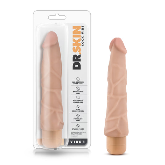 Dr Skin Cock Vibe 1 - 9" inches Vibrating Cock Beige